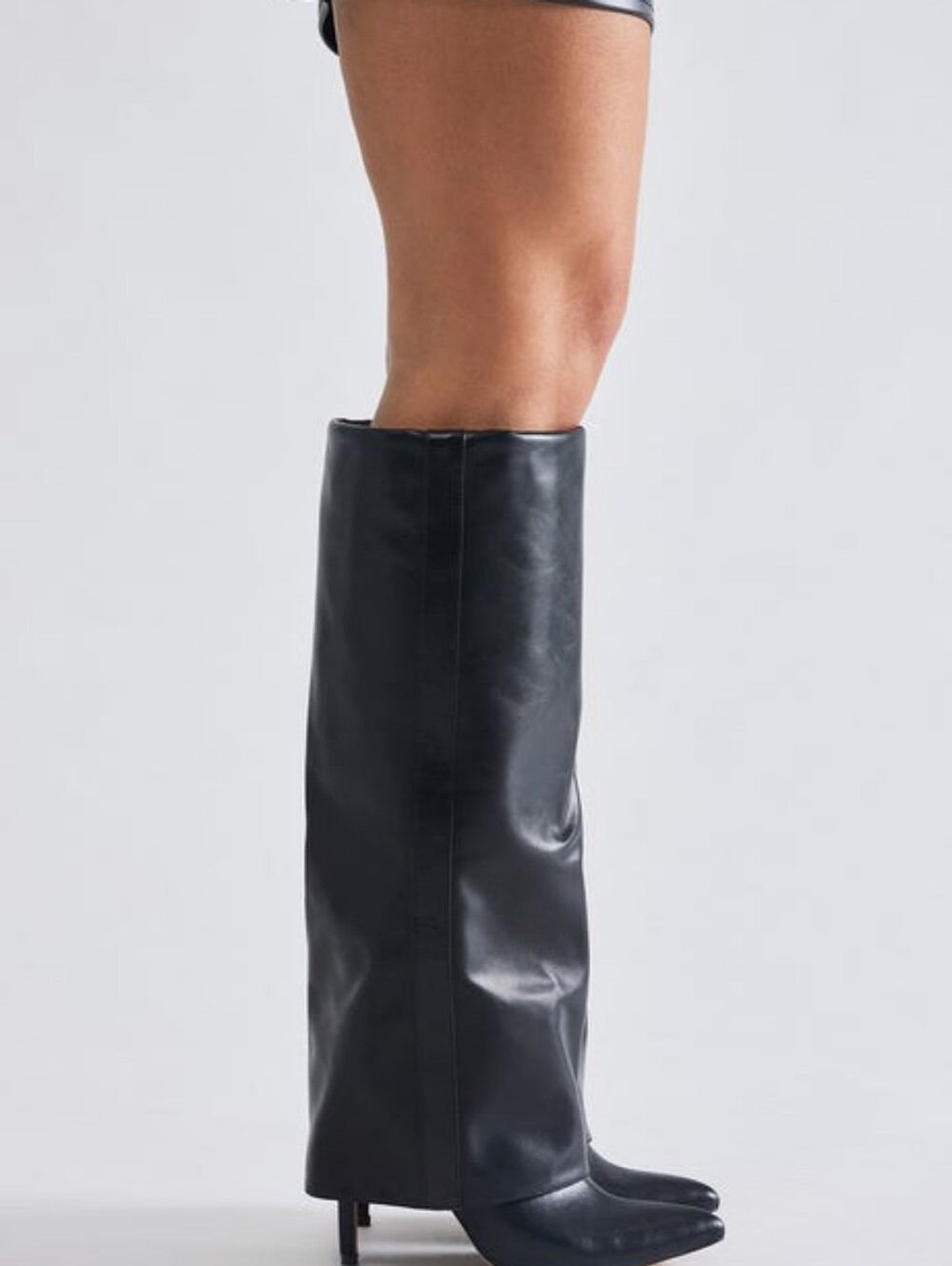 ROGERDREAM Women's Black Over-the-Knee Leather Boots